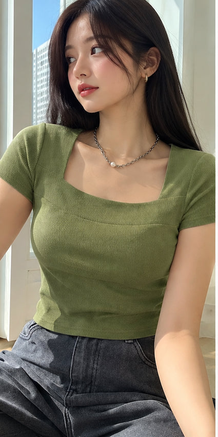 Premium Square Neck RIB Tops
