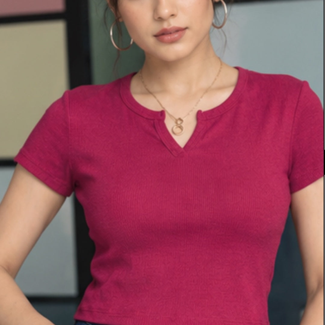 Ladies Premium Crop Tops V Neck.