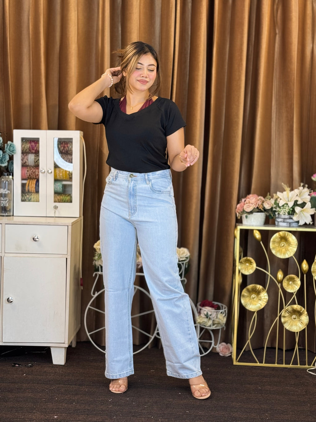 Ladies Denim Baggy Pants. Pd031